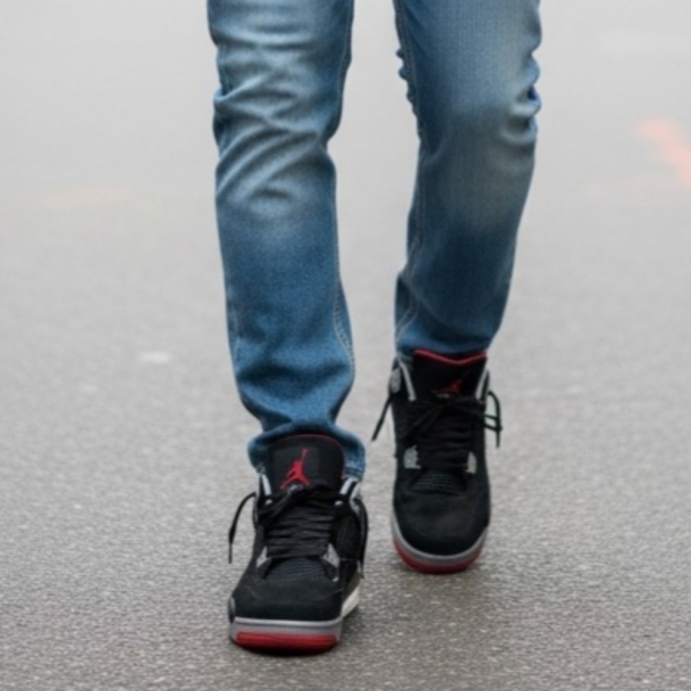 Jordan 4 Retro Bred Black Fire Red Cement Grey 308497-060 Mens‎ Basketball Shoes